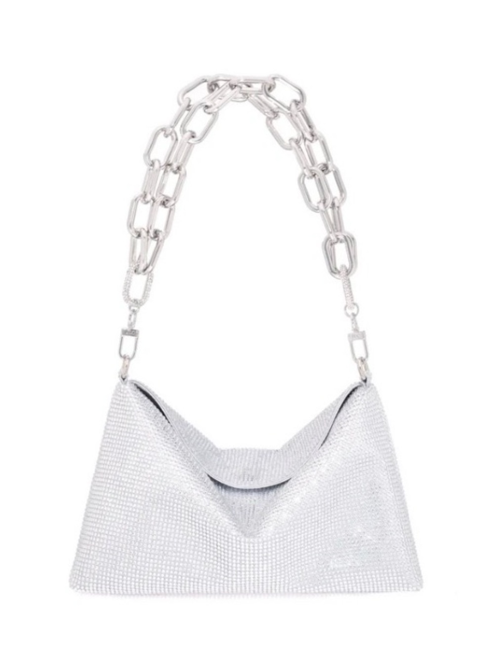 JUDITH LEIBER COUTURE BOWIE SLOUCH POUCH – SILVER RHINE CRYSTAL